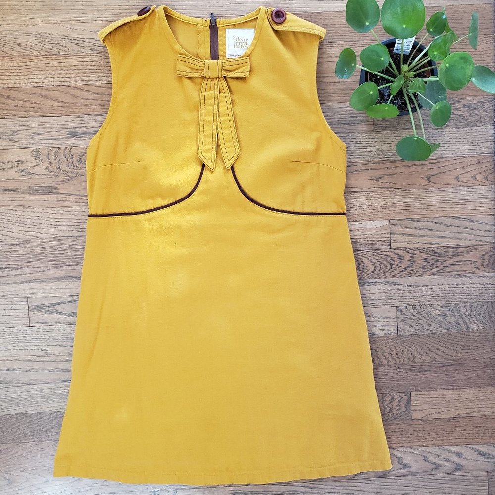 Dear Creatures Mustard Nine to Five Dress